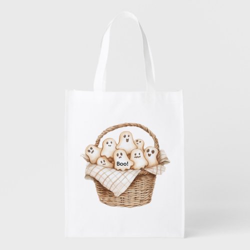 Basket of Ghosts Halloween Grocery Bag