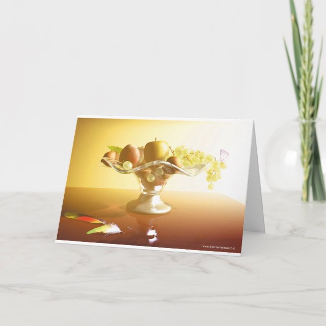 Basket of glass with fruits and batterfly   note card (Front)