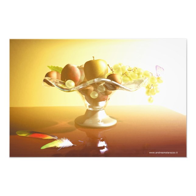 Basket of glass with fruits and batterfly  photo print (Front)