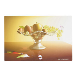Basket of glass with fruits and batterfly placemat