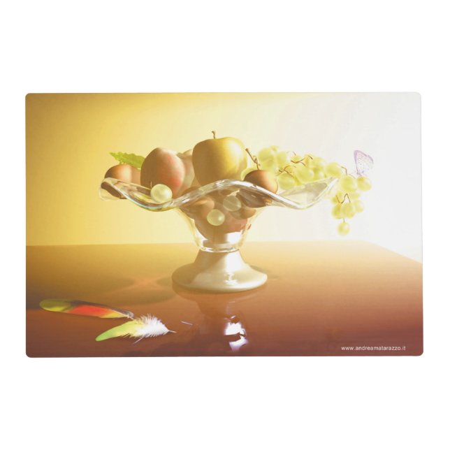 Basket of glass with fruits and batterfly  placemat (Front)