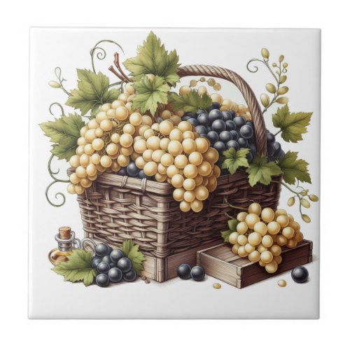 Basket of Grapes Print Tile