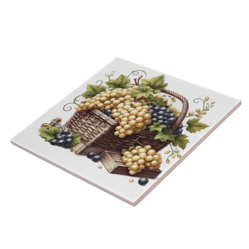Basket of Grapes Print Tile