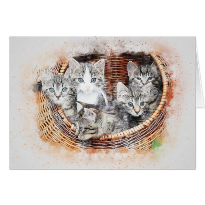 Basket of Kittens | Abstract | Watercolor Card