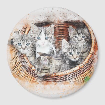 Basket of Kittens | Abstract | Watercolor Magnet