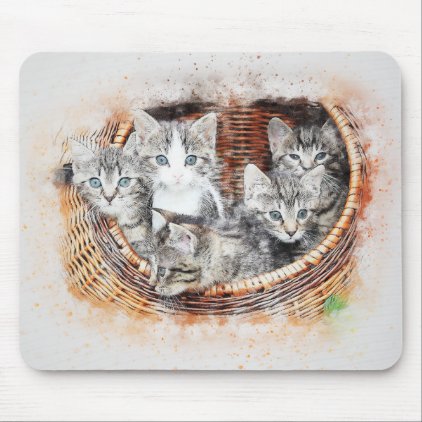 Basket of Kittens | Abstract | Watercolor Mouse Pad