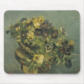 Basket Of Pansies Mouse Pad by vintage_gift_shop at Zazzle