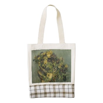 Basket Of Pansies On A Small Table Zazzle Heart Tote Bag by vintage_gift_shop at Zazzle