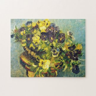 Basket of Pansies on a Table Vincent van Gogh Jigsaw Puzzle