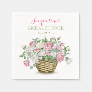 Basket of Pink & White Roses Napkins