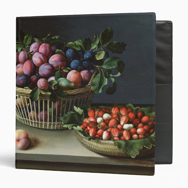 Basket of Plums and Basket of Strawberries, 1632 3 Ring Binder (Front/Inside)