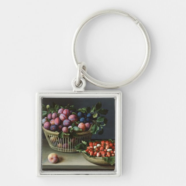 Basket of Plums and Basket of Strawberries, 1632 Keychain (Front)
