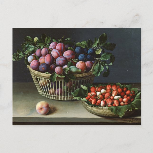 Basket of Plums and Basket of Strawberries, 1632 Postcard (Front)