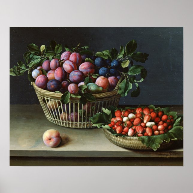 Basket of Plums and Basket of Strawberries, 1632 Poster (Front)