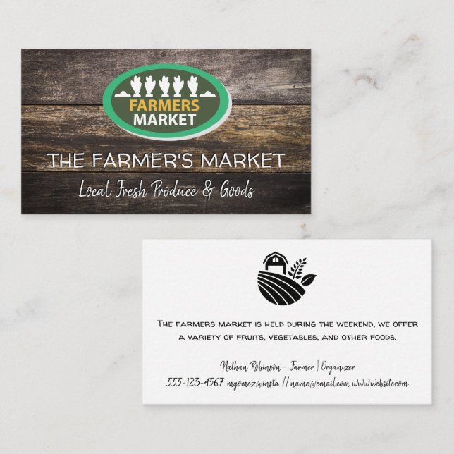 Basket of Produce | Wooden Boards Business Card (Front/Back)