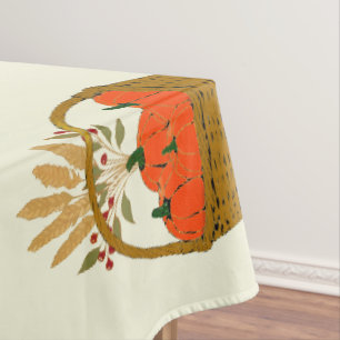 🍂Basket of Pumpkins and Autumn Wheat Tablecloth