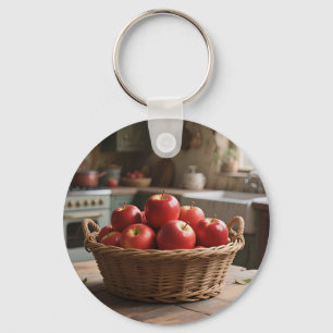 Basket of Red Apples Keychain