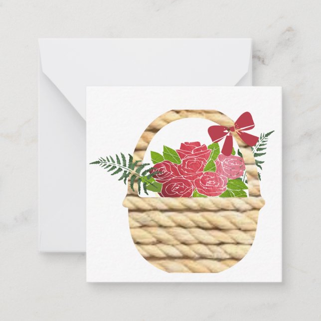 Basket of red Roses : Note Card (Front)