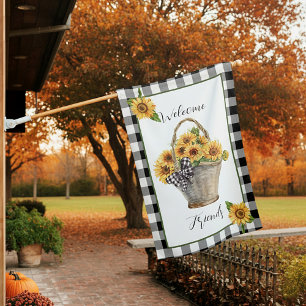 Basket of sunflowers custom house flag