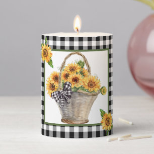 Basket of sunflowers pillar candle