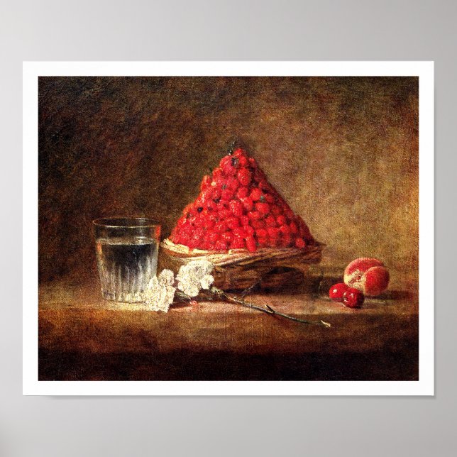 Basket of Wild Strawberries by Chardin Poster (Front)