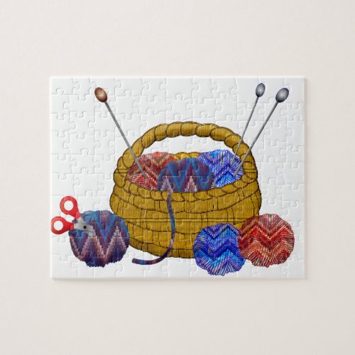 Basket of Yarn Knitting Needles Crochet Craft Jigsaw Puzzle