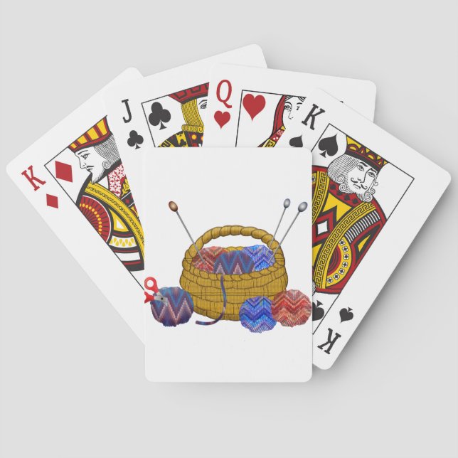 Basket of Yarn Knitting Needles Crochet Craft Poker Cards (Back)
