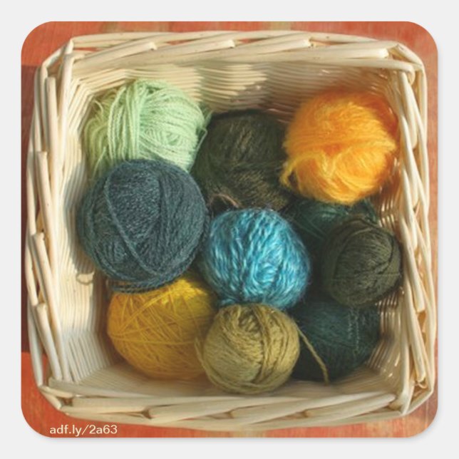 Basket of Yarn Square Stickers (Front)
