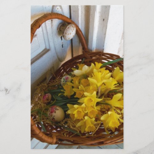 Basket of Yellow Daffodilswhite antique door