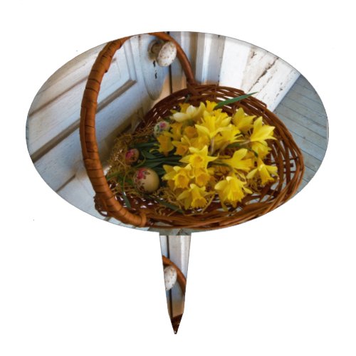 Basket of Yellow Daffodilswhite antique door Cake Topper