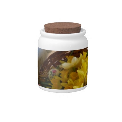 Basket of Yellow Daffodilswhite antique door Candy Jar