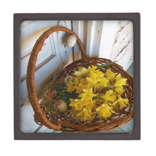 Basket of Yellow Daffodilswhite antique door Gift Box