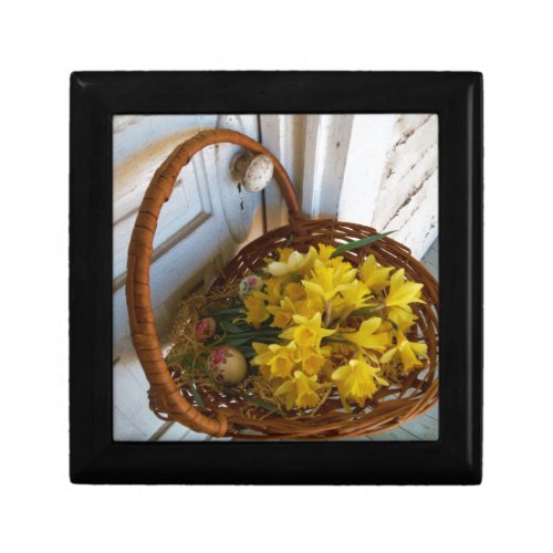 Basket of Yellow Daffodilswhite antique door Keepsake Box