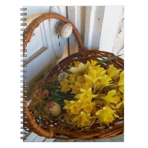 Basket of Yellow Daffodilswhite antique door Notebook