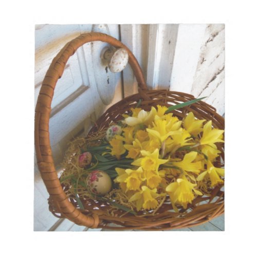 Basket of Yellow Daffodilswhite antique door Notepad