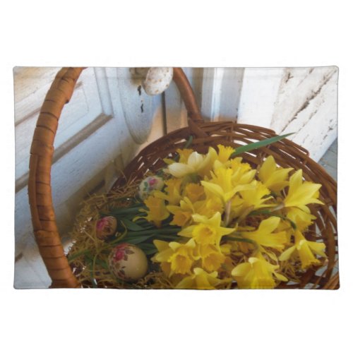 Basket of Yellow Daffodilswhite antique door Placemat