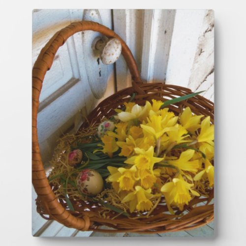 Basket of Yellow Daffodilswhite antique door Plaque