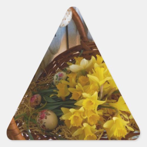 Basket of Yellow Daffodilswhite antique door Triangle Sticker