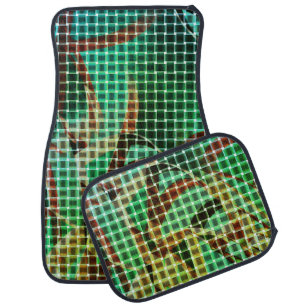 Basket style of green and brown similar dry straw car floor mat