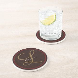 Basket Weave Monogram Wedding Anniversary Coasters