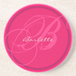 Basket Weave Monogram Wedding Anniversary Coasters
