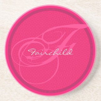 Basket Weave Monogram Wedding Anniversary Coasters