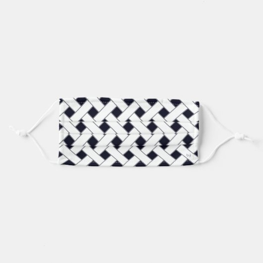 Basket Weave Pattern Navy Blue White Personalized Adult Cloth Face Mask (Front, Folded)