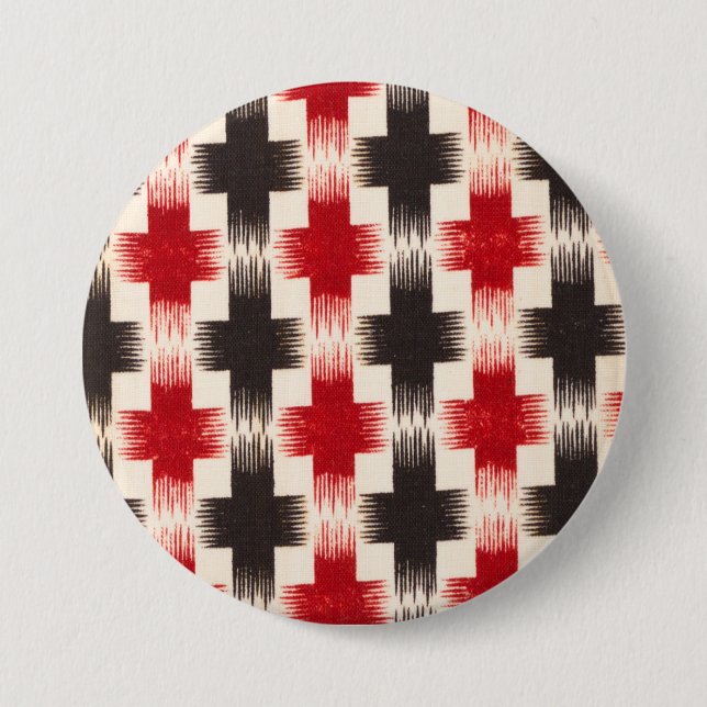 Basket Weave Pattern red and black Abstract art Button (Front)