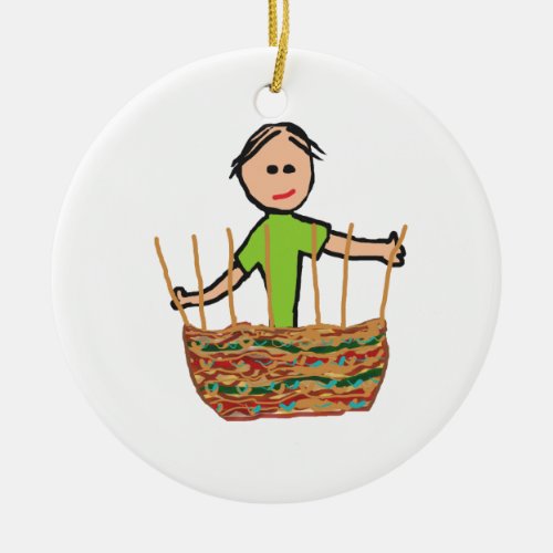 Basket Weaving Ceramic Ornament