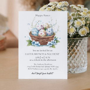 Basket with decorative eggs and egg hunt  2 invitation