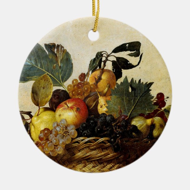 Basket with Fruit, Caravaggio Ceramic Ornament (Front)