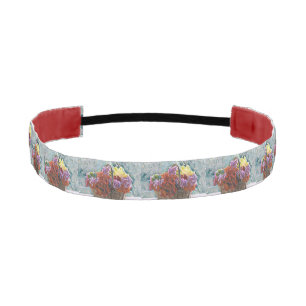 Basket with red purple pink and yellow flowers athletic headband