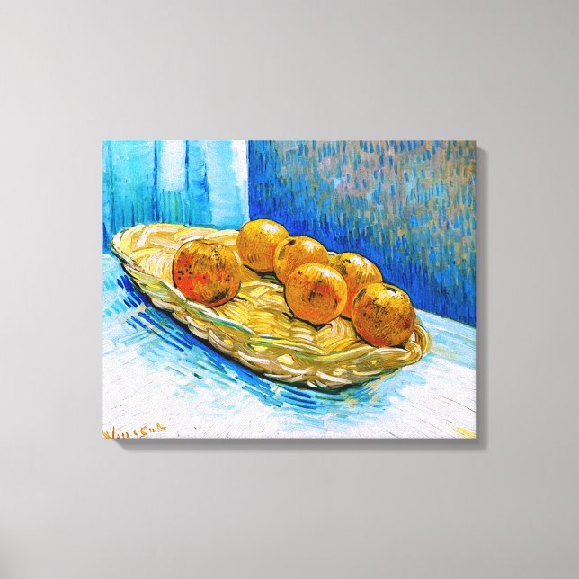Basket with Six Oranges Van Gogh Fine Art Canvas Print (Front)