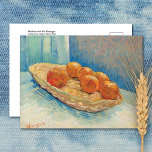 Basket with Six Oranges Vincent van Gogh Postcard<br><div class="desc">A fine art postcard featuring,  "Basket with Six Oranges" (1888),  a post-impressionist work by the Dutch artist Vincent van Gogh (1853-1890). This still life depicts a wicker basket overflowing with fruit,  placed upon a table.</div>